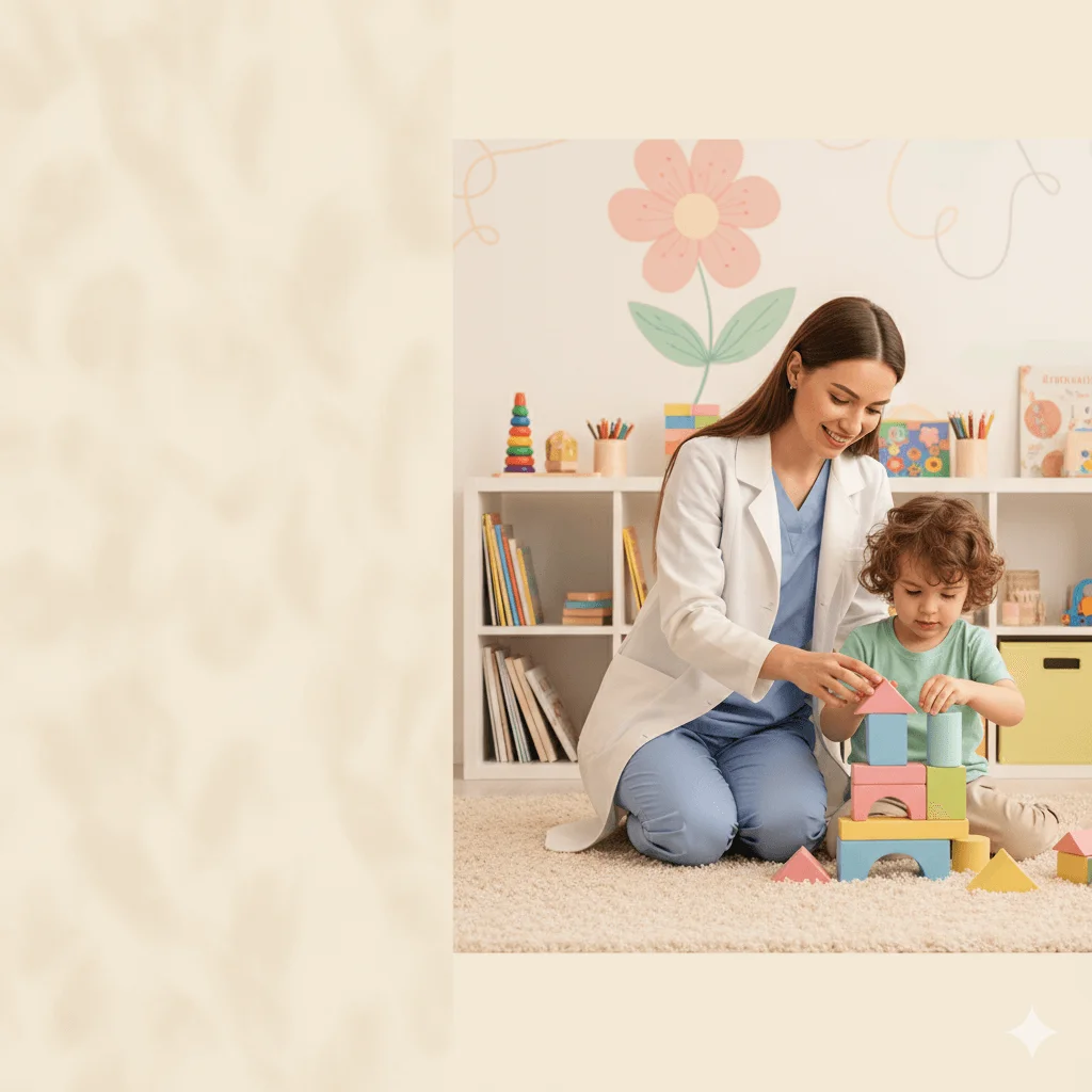 Doutora atendendo uma criança na clínica